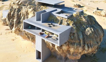 “岩石中的房子”：混凝土板的有机几何切割