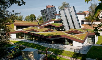 簇拥嵌套的三角草坡顶“小房子”——东拉脱维亚创意服务中心 / SAALS