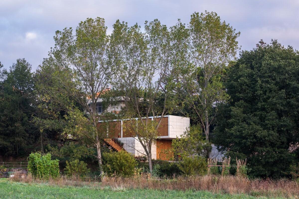 自由开闭，草坡上的悬挑住宅