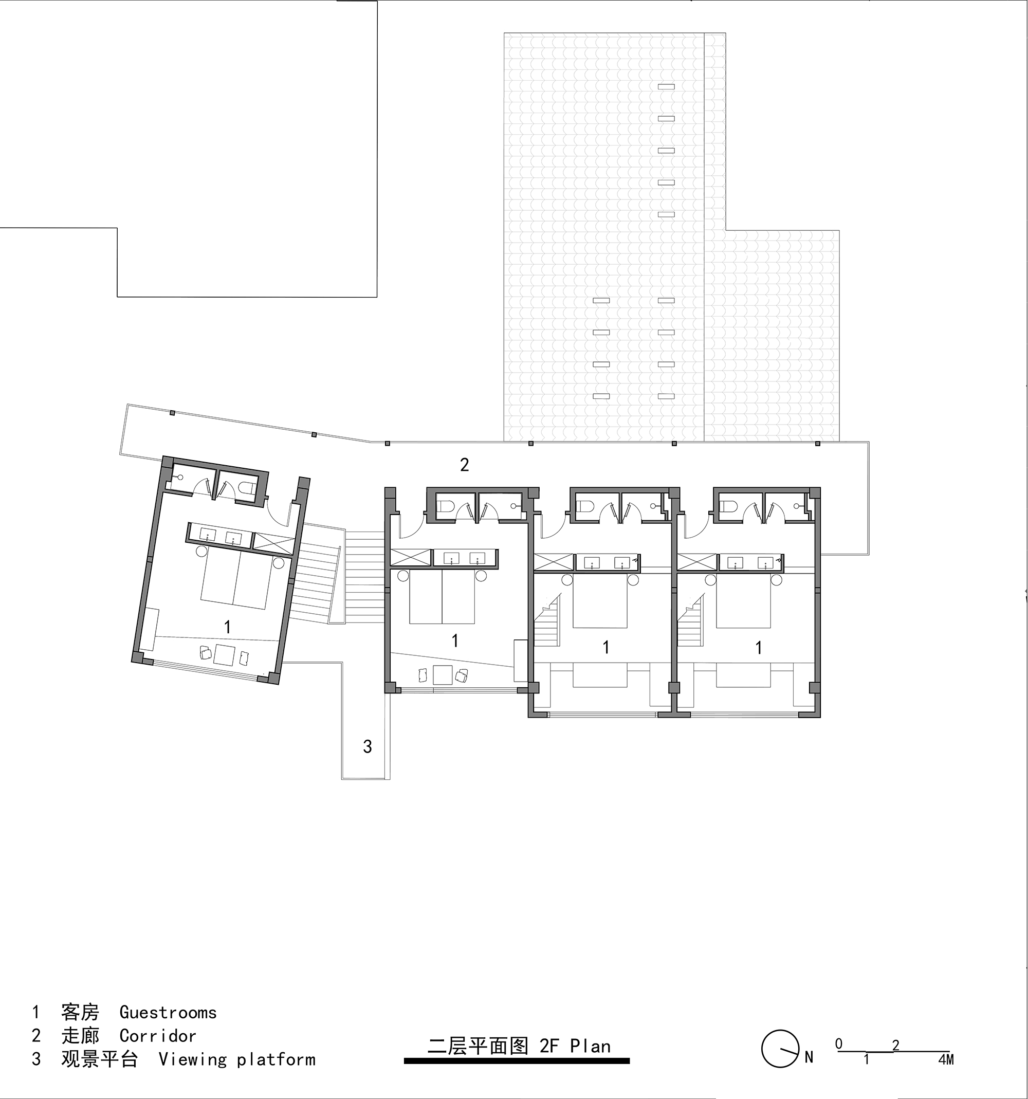 z4 飞茑集民宿二层平面图  2nd floor plan of StrayBirds B&B （copyritght 3andwich Design, STUDIO QI).jpg