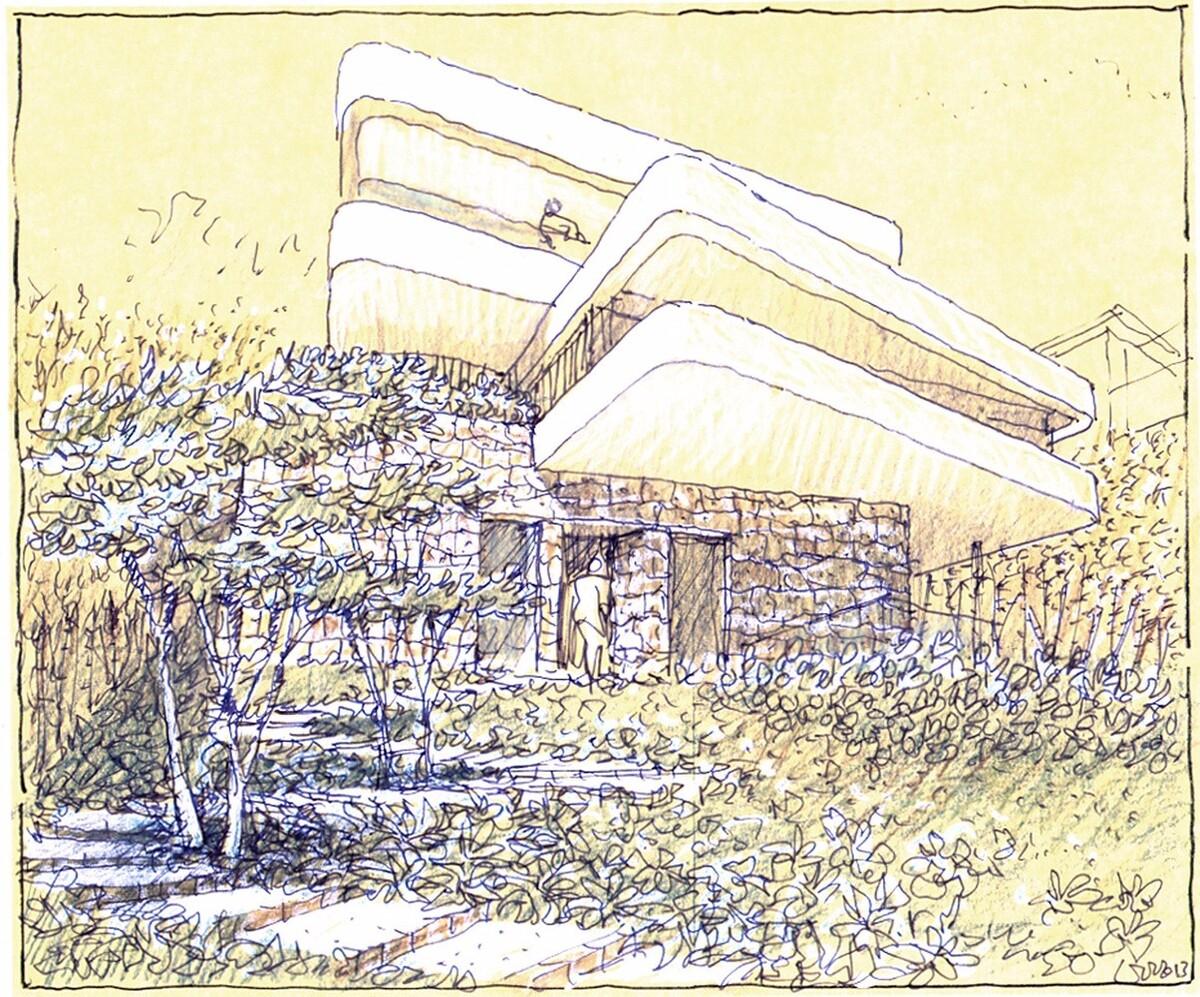 构筑在砂岩之上的混凝土书屋住宅 / luigi rosselli
