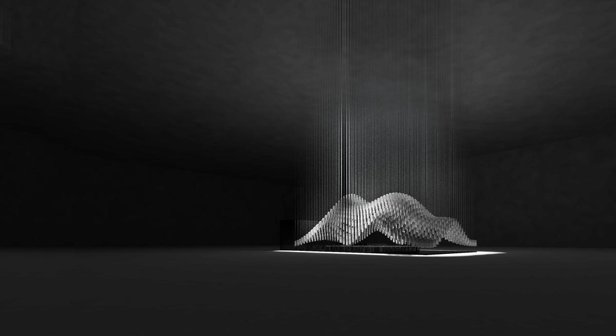 Alumilux公司的新展台——一千八百个铝型材构成的斗篷装置