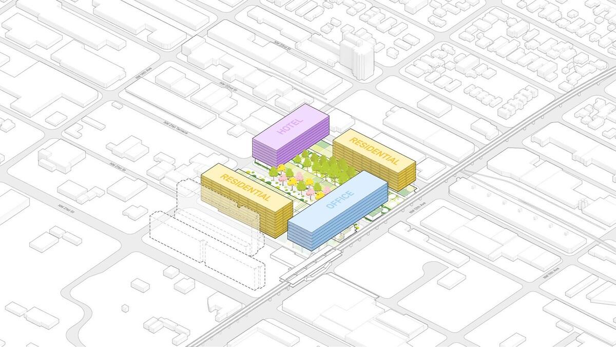 层层建筑如同踩高跷 — BIG 公布“迈阿密农产品中心”