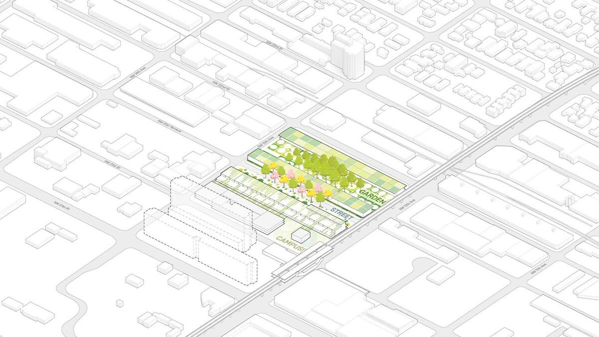 层层建筑如同踩高跷 — BIG 公布“迈阿密农产品中心”