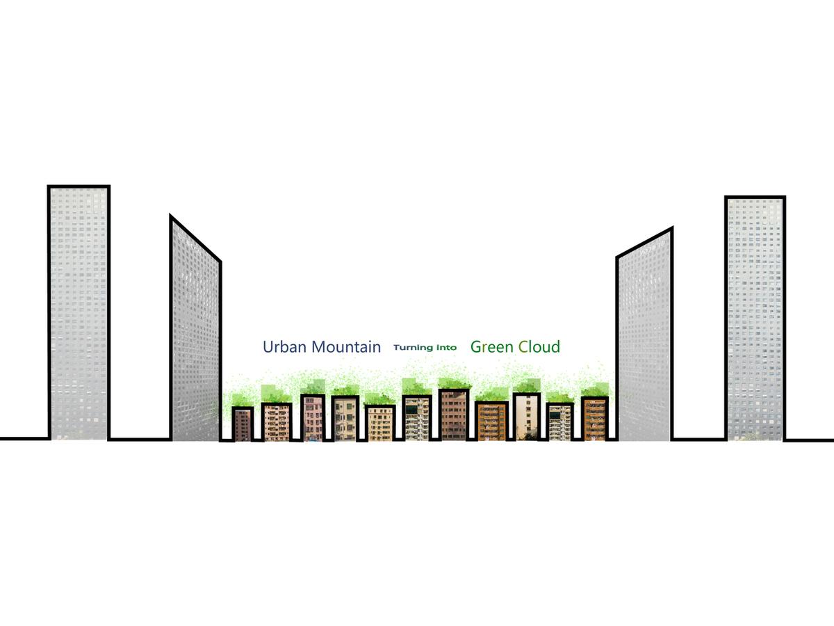 在城中村的上空构筑成一个新地表“Urban Mountain” —— 深圳“城上绿云”