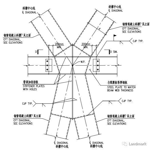 高层结构的X型节点