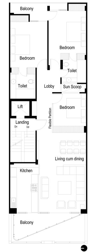 严格的几何形体打造的垂直住宅：印度143公寓 / Plan Loci 