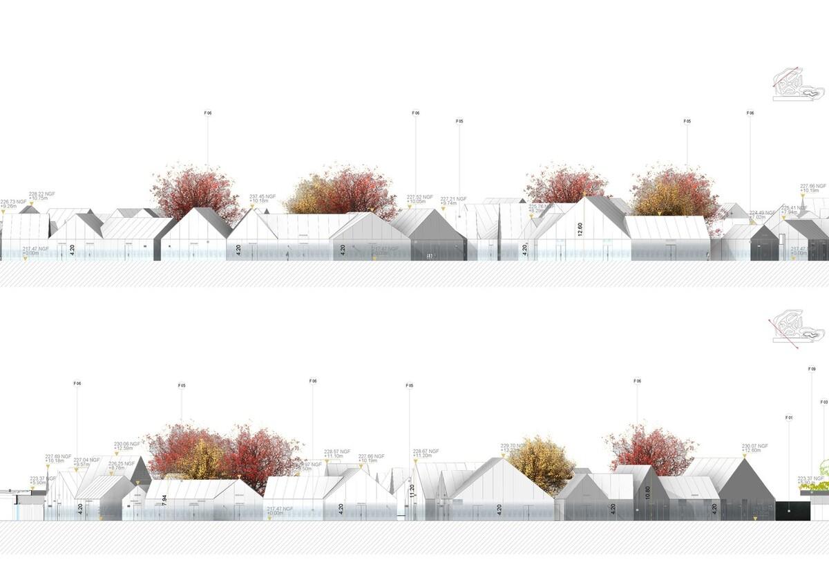 法国里昂奥特莱斯，白色小房子构成村庄 / Gianni Ranaulo Design
