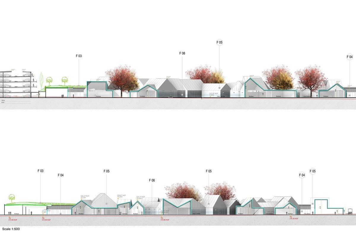 法国里昂奥特莱斯，白色小房子构成村庄 / Gianni Ranaulo Design