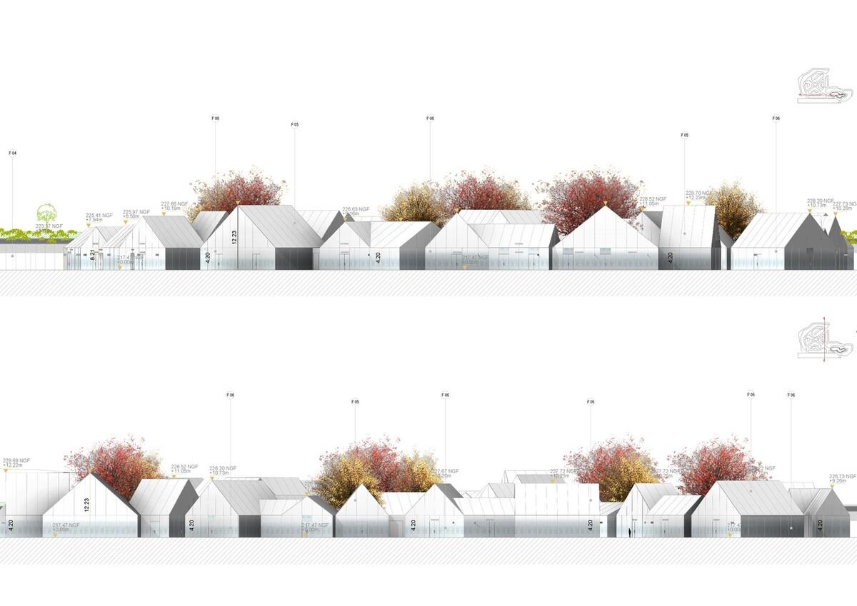 法国里昂奥特莱斯，白色小房子构成村庄 / Gianni Ranaulo Design