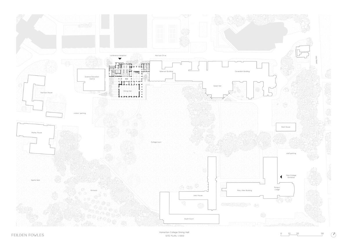 复古绿釉，剑桥大学食堂 / Feilden Fowles