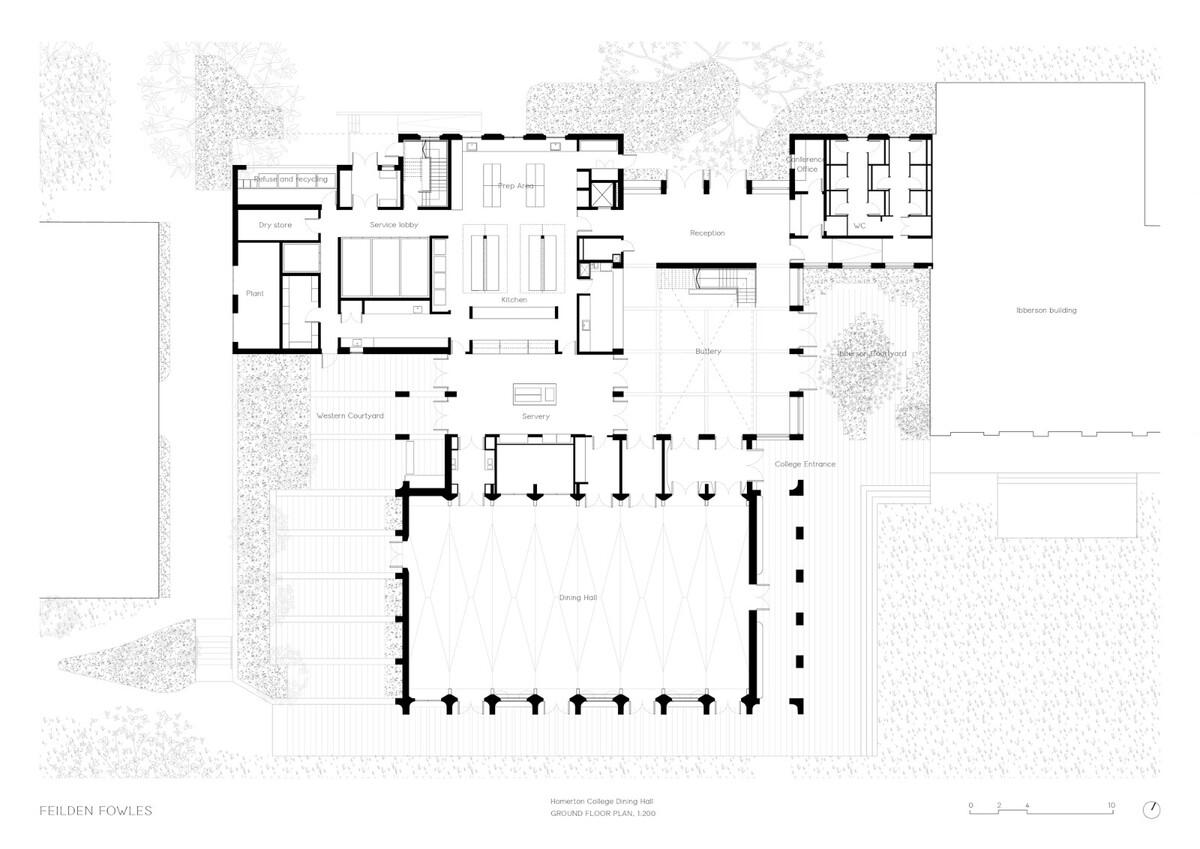复古绿釉，剑桥大学食堂 / Feilden Fowles
