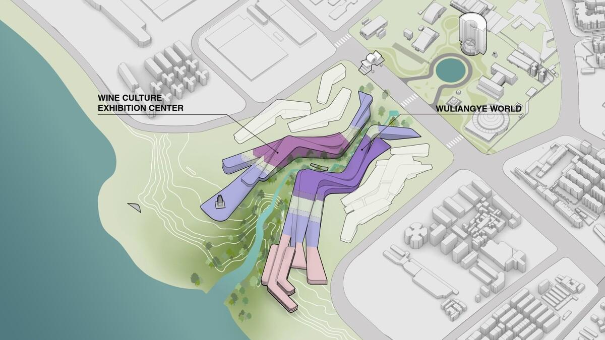 延伸至岷江的‘峡谷建筑’，五粮·东方酒谷方案公布 / 奥雷·舍人