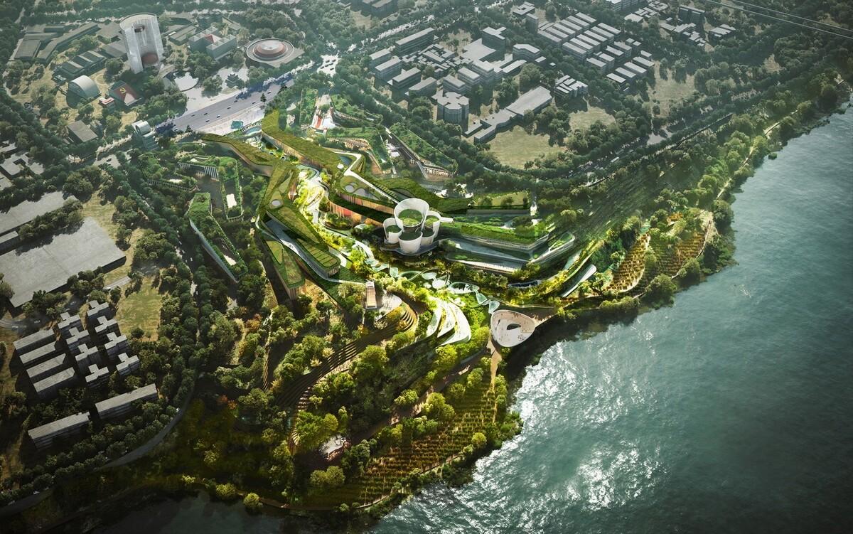 延伸至岷江的‘峡谷建筑’，五粮·东方酒谷方案公布 / 奥雷·舍人