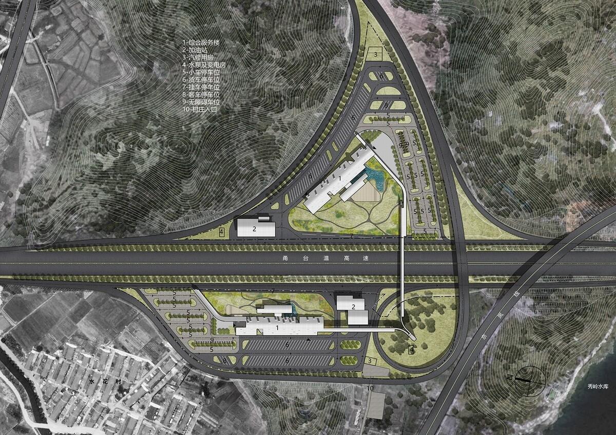 瞬间公园 INSTANT PARK：甬台温高速公路改扩建工程院桥服务区设计方案 / 也似建筑