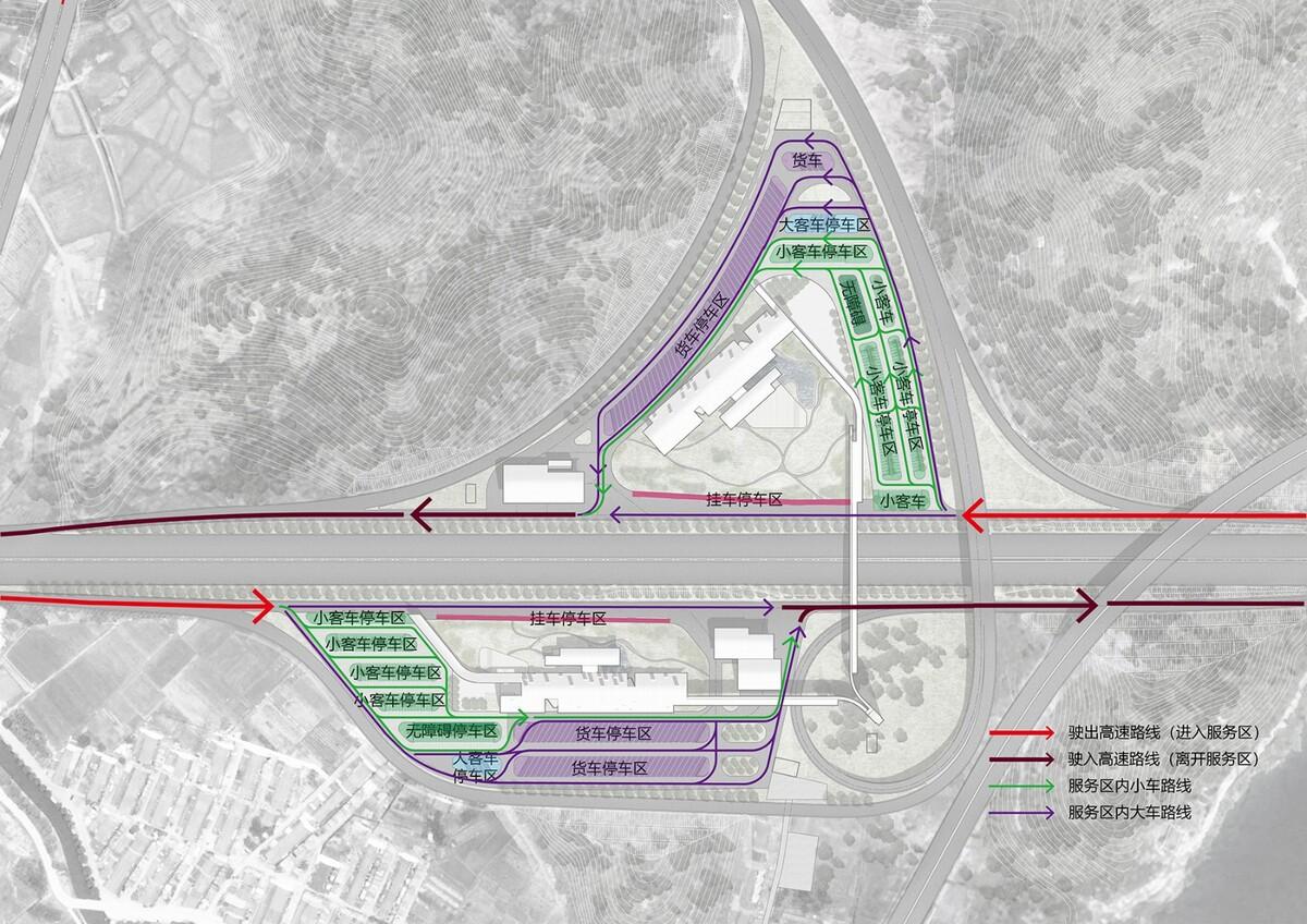 瞬间公园 INSTANT PARK：甬台温高速公路改扩建工程院桥服务区设计方案 / 也似建筑