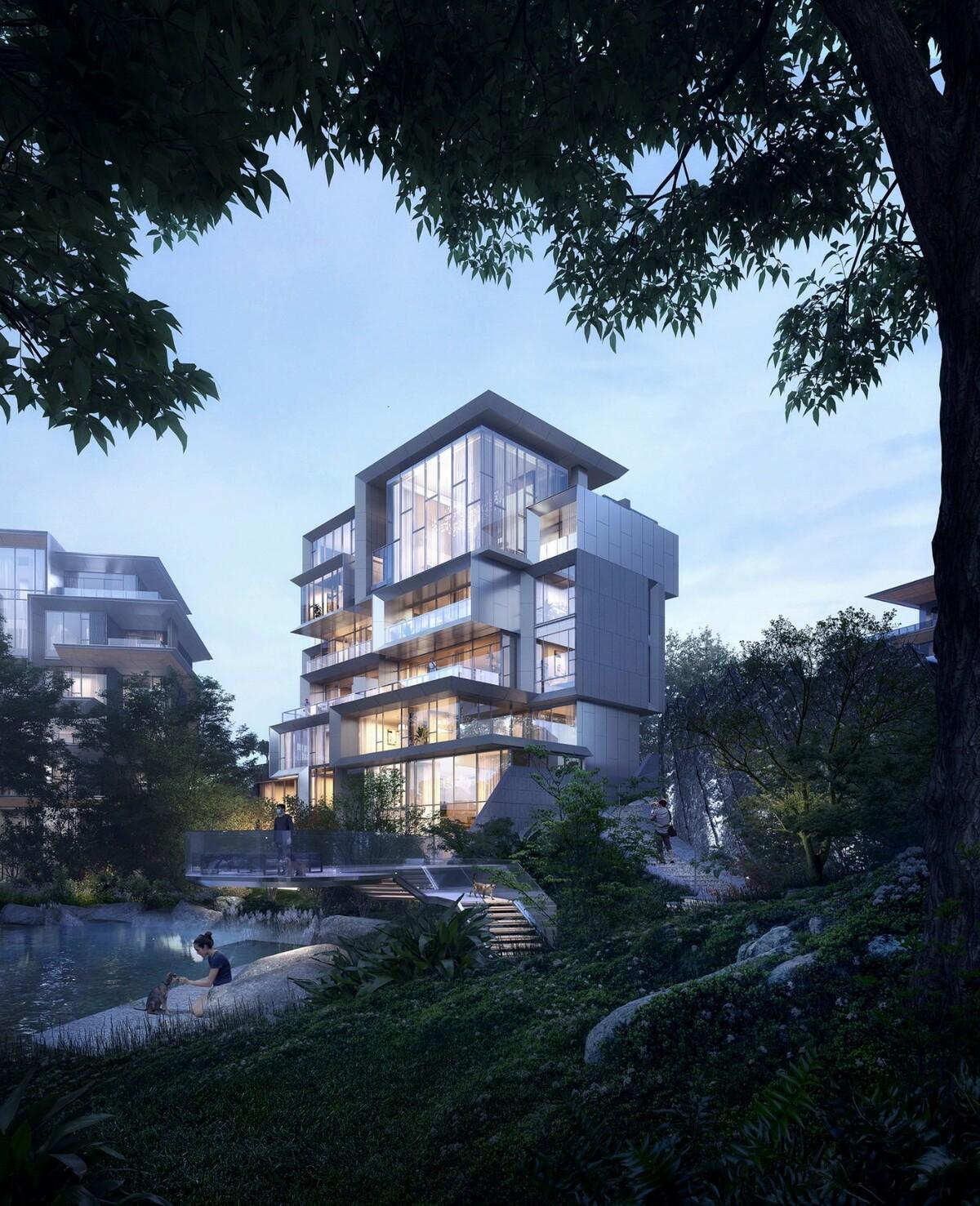 成都麓湖黑石岛：垂直五连墅 / 孟凡浩-line+建筑事务所